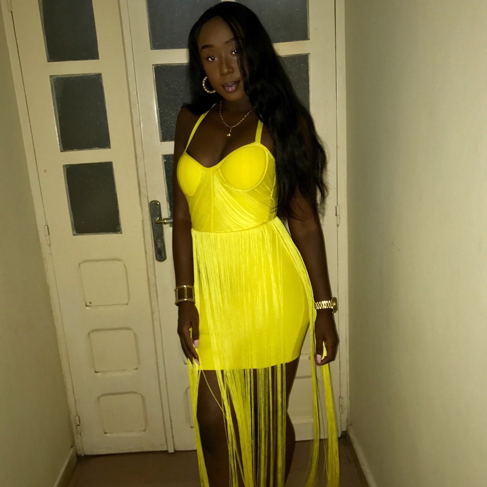 Vibrant yellow party dress